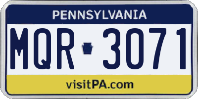 PA license plate MQR3071