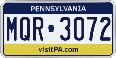 PA license plate MQR3072