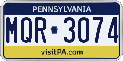 PA license plate MQR3074