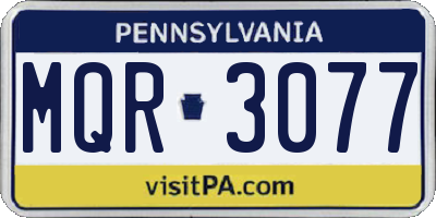 PA license plate MQR3077