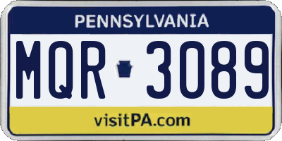 PA license plate MQR3089