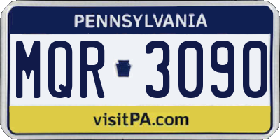PA license plate MQR3090