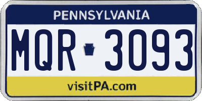 PA license plate MQR3093