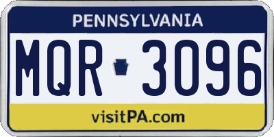 PA license plate MQR3096