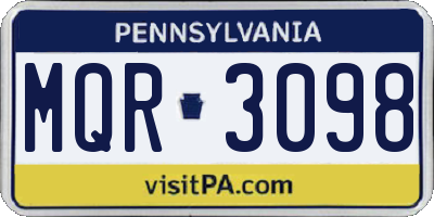PA license plate MQR3098