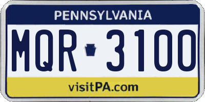 PA license plate MQR3100