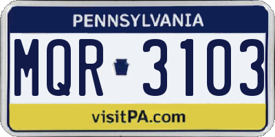 PA license plate MQR3103