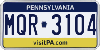 PA license plate MQR3104