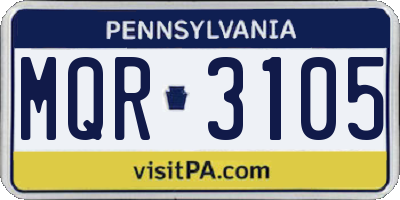 PA license plate MQR3105
