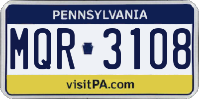 PA license plate MQR3108