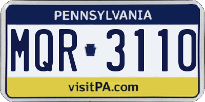 PA license plate MQR3110