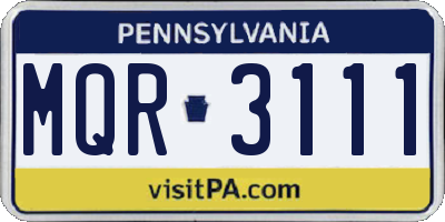 PA license plate MQR3111