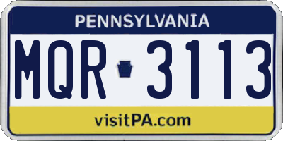 PA license plate MQR3113