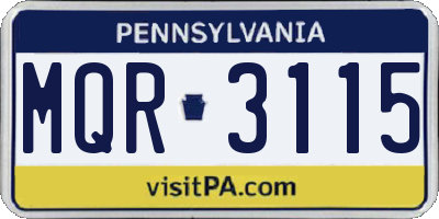 PA license plate MQR3115