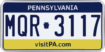 PA license plate MQR3117