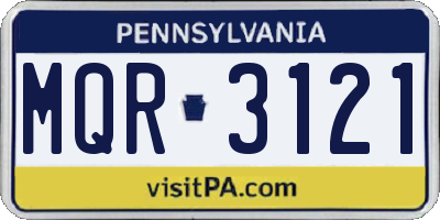 PA license plate MQR3121