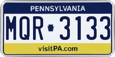 PA license plate MQR3133