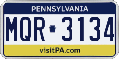 PA license plate MQR3134