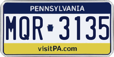 PA license plate MQR3135