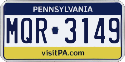 PA license plate MQR3149