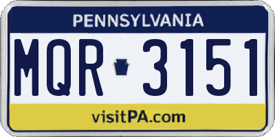 PA license plate MQR3151