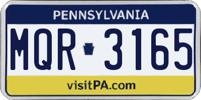 PA license plate MQR3165