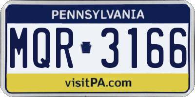PA license plate MQR3166