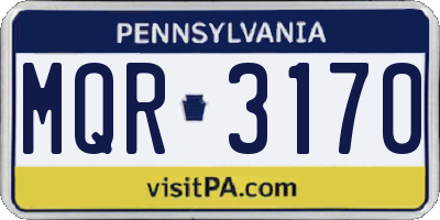 PA license plate MQR3170