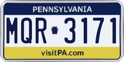 PA license plate MQR3171