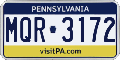 PA license plate MQR3172