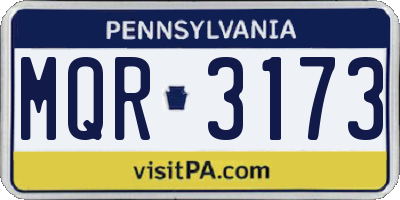 PA license plate MQR3173