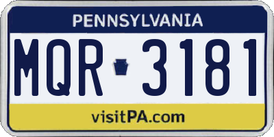 PA license plate MQR3181