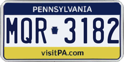 PA license plate MQR3182