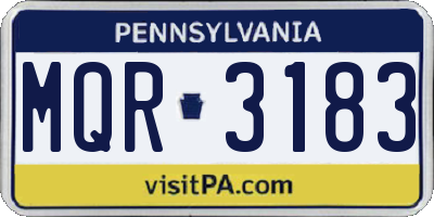 PA license plate MQR3183