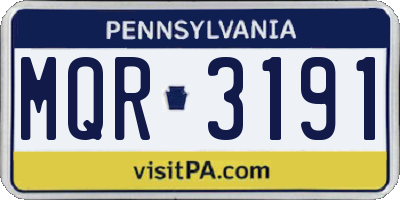 PA license plate MQR3191