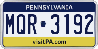 PA license plate MQR3192