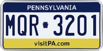 PA license plate MQR3201