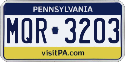 PA license plate MQR3203