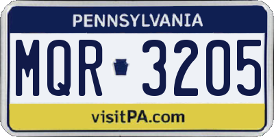 PA license plate MQR3205