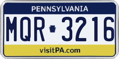 PA license plate MQR3216