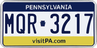 PA license plate MQR3217