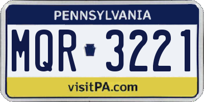 PA license plate MQR3221