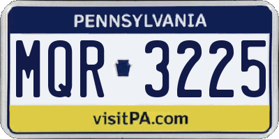 PA license plate MQR3225