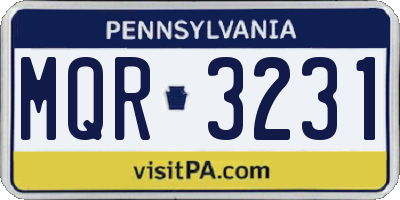 PA license plate MQR3231