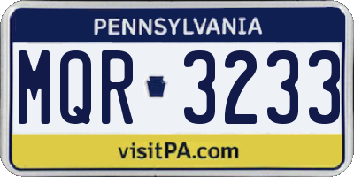 PA license plate MQR3233