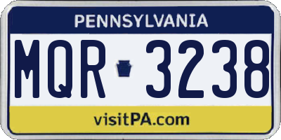 PA license plate MQR3238