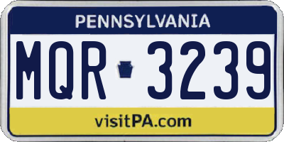PA license plate MQR3239