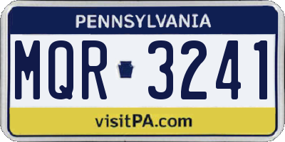 PA license plate MQR3241