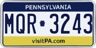 PA license plate MQR3243