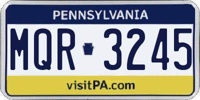 PA license plate MQR3245